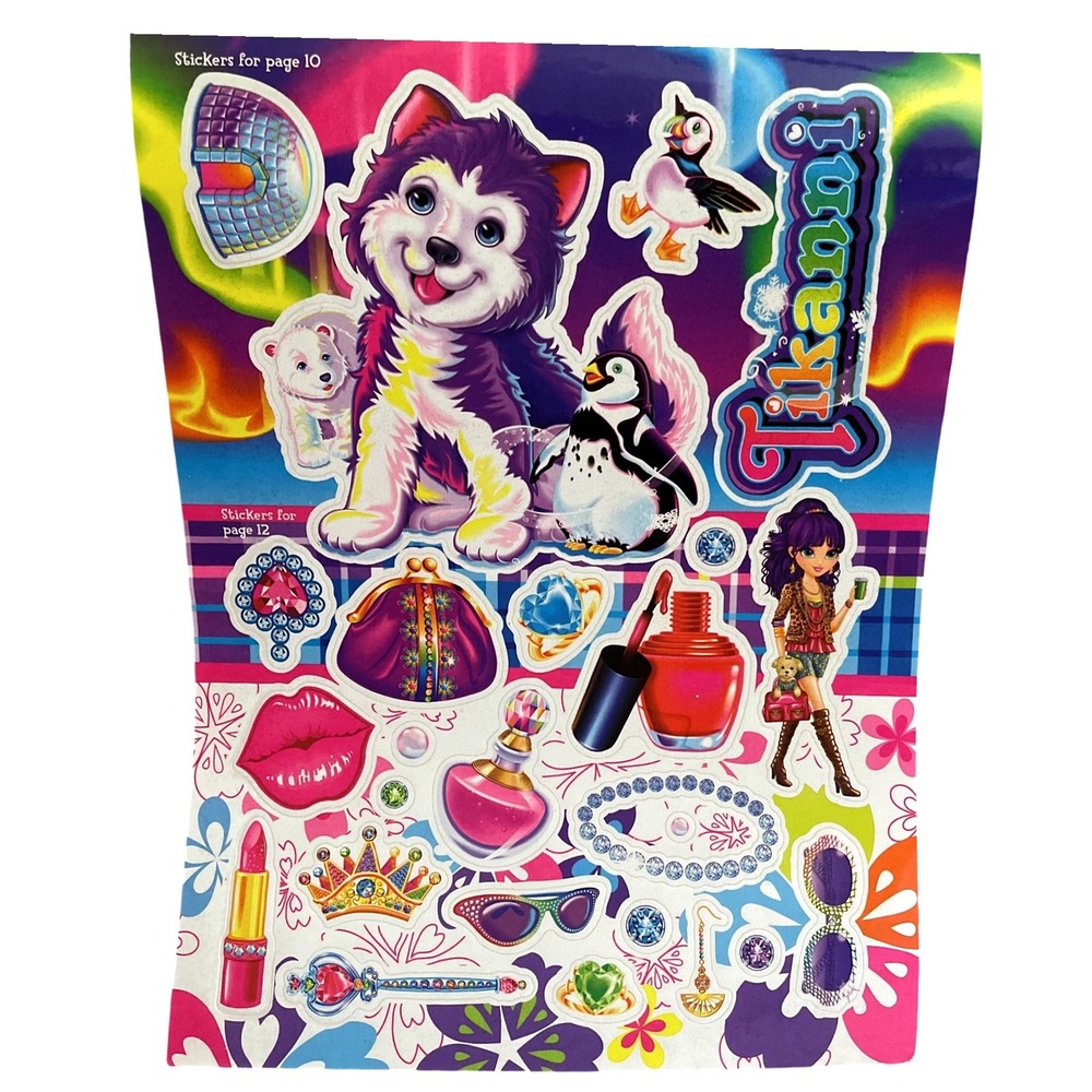 Vtg Lisa Frank Husky Tikanni Penguin Fashion Jewelry‎ Crown Polar Bear Sticker